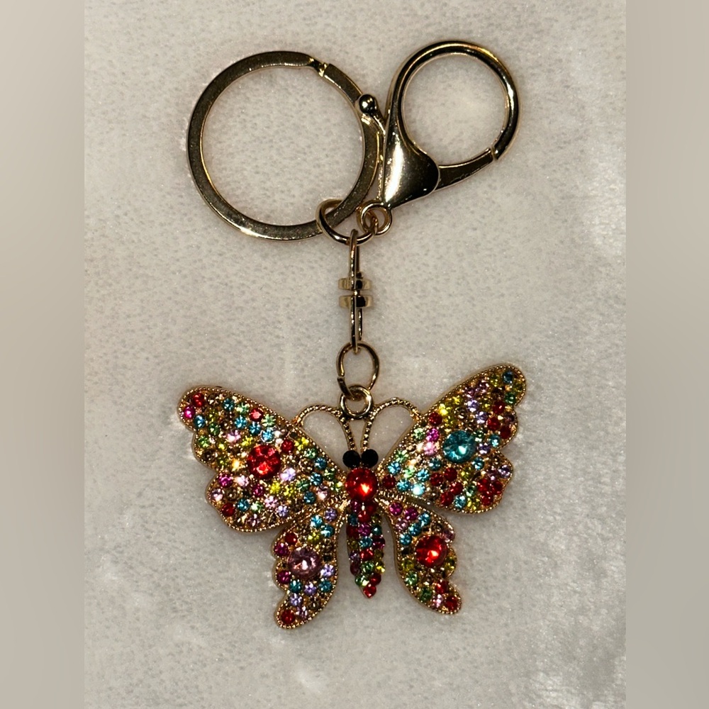 NEW Colorful Rhinestone Butterfly Purse Charm/Keychain